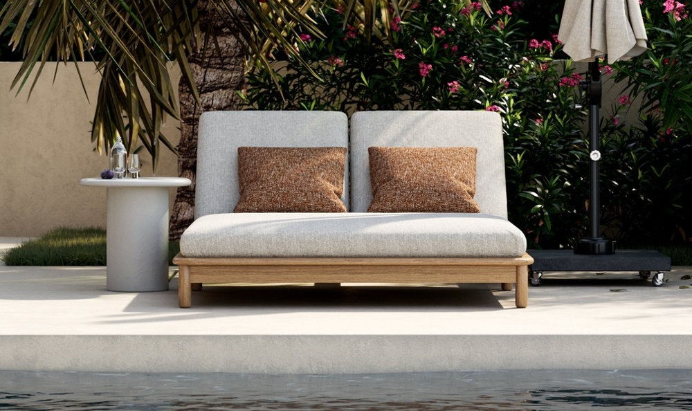 Poolside lounge sofa with parasol