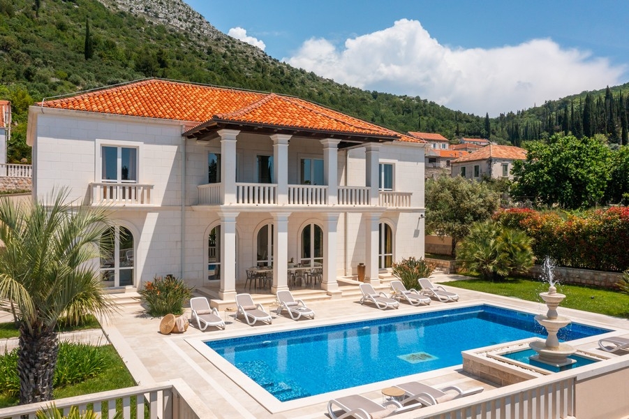 Exterior view of the villa with pool and terrace