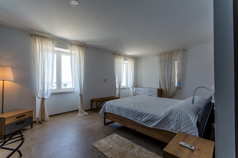 Spacious bedroom with sea views