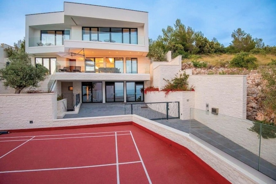 Luxurious villa with sports field for sale near Primosten in Croatia.