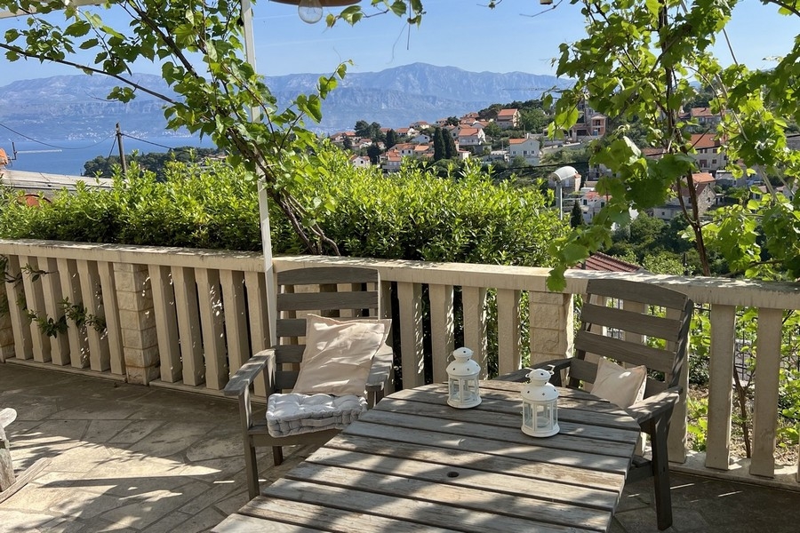 Terrace with seating area and sea view