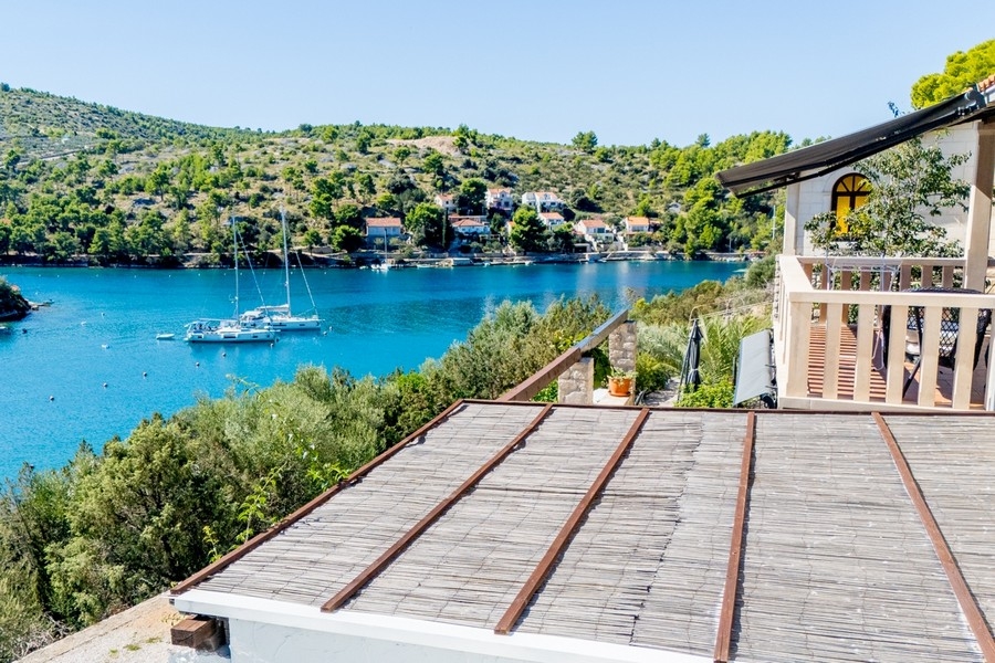 Sea view from the balcony of house H3830 on Brac in Croatia.