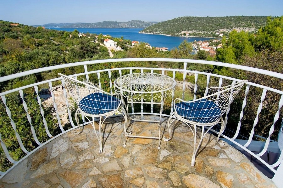 Sea view from the balcony of house H3832 near Trogir in Croatia.