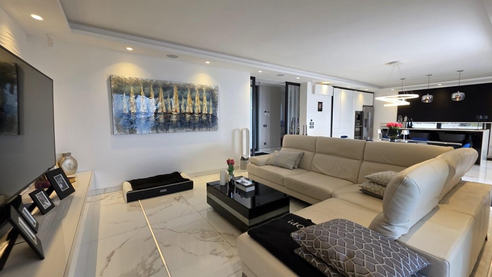 Living room with sofa and modern interior