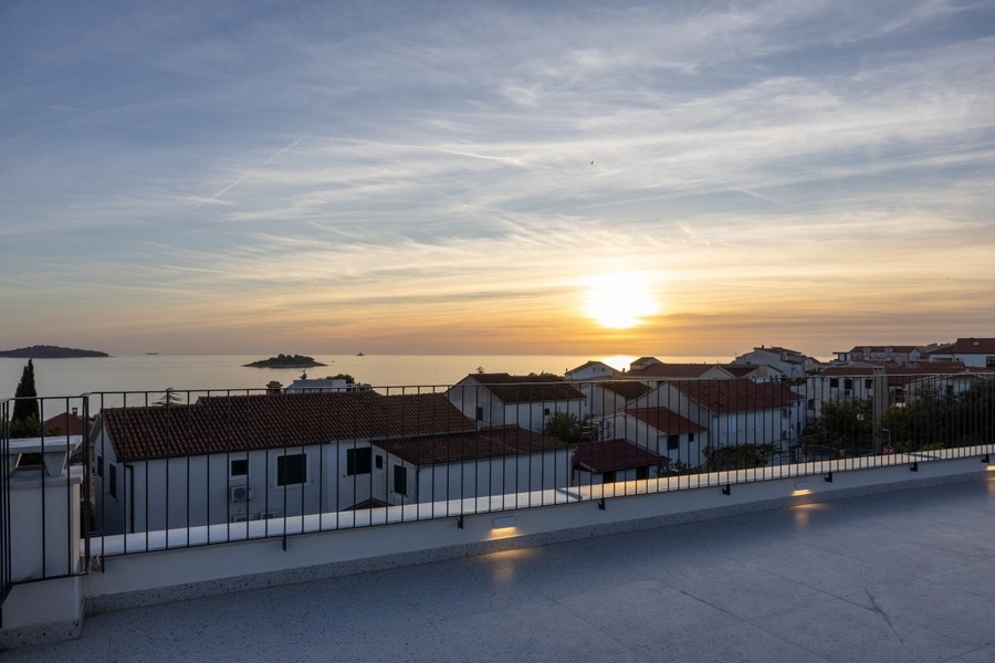 Roof terrace with sea views of property H3837, Rogoznica, Dalmatia.