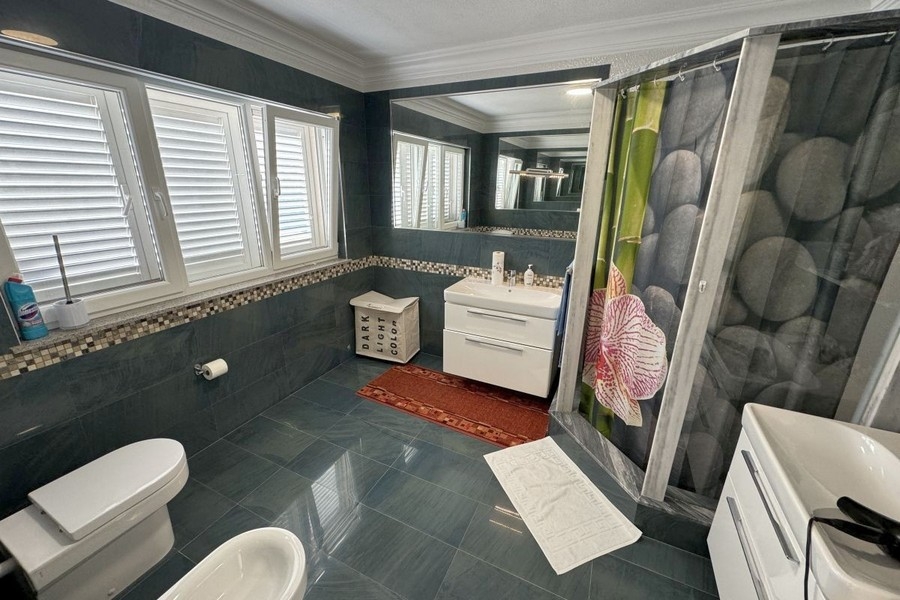 Bathroom with shower and window