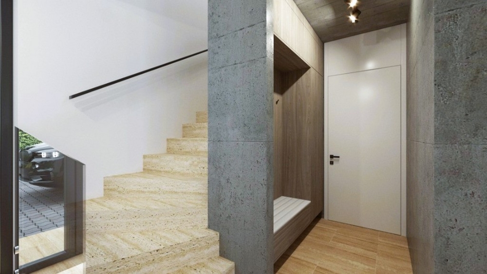 Entrance area with stairs to modern villa Croatia