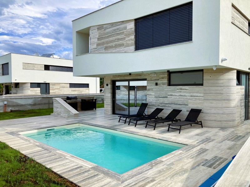 Swimming pool of villa H3846 near Zadar in Croatia.