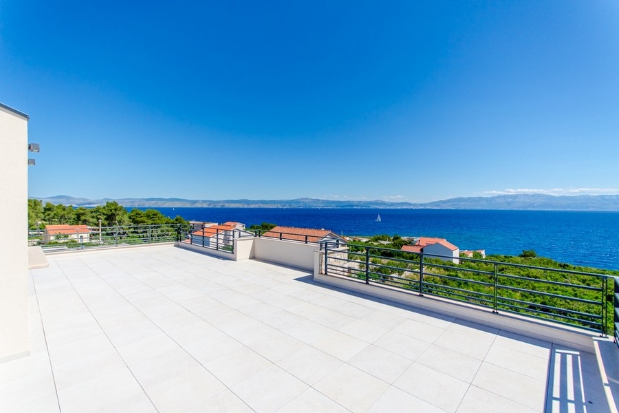 Sea view from large roof terrace on the island of Solta in Dalmatia