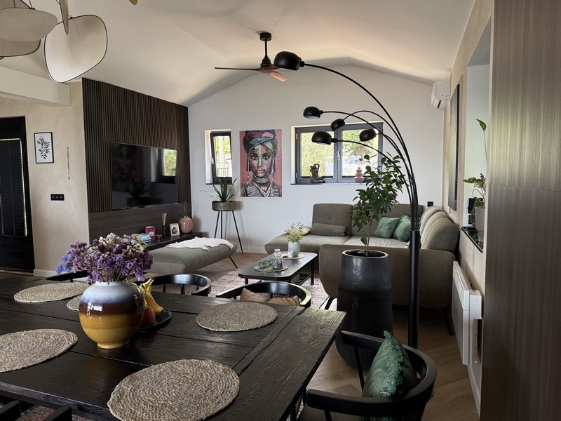 Living room with sofa and modern furnishings