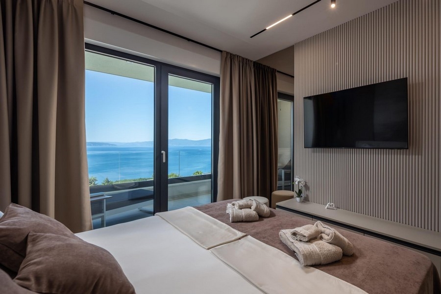 Bedroom with panoramic sea views