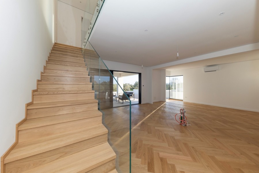 Interior view with stairs and open floor plan