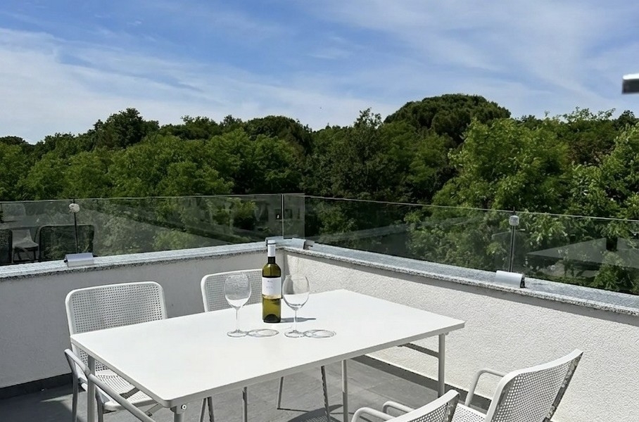 Cozy roof terrace with a view of the greenery.
