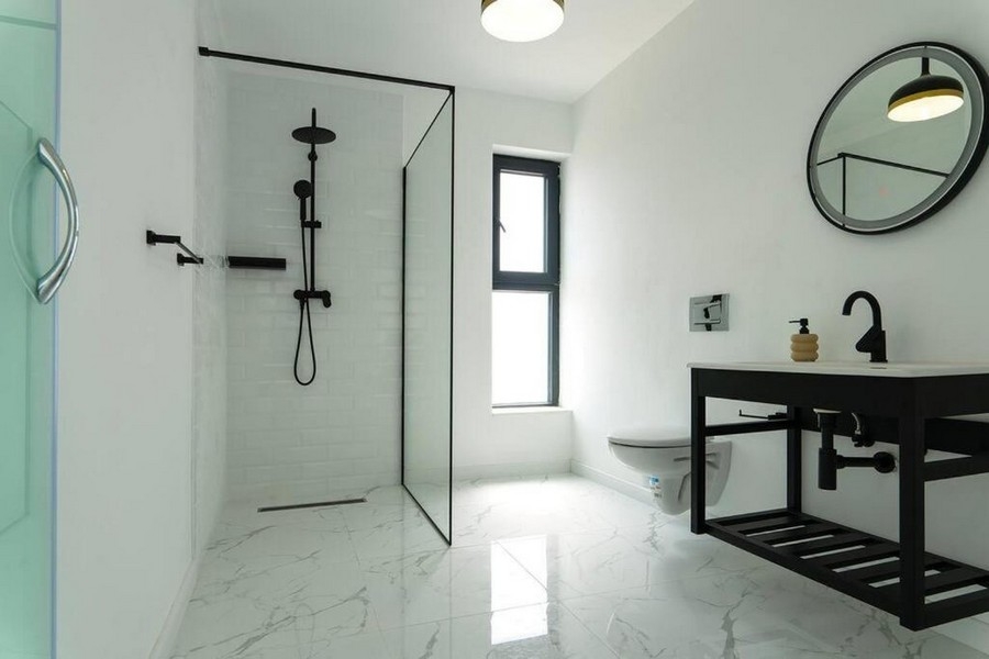 Bathroom with shower.