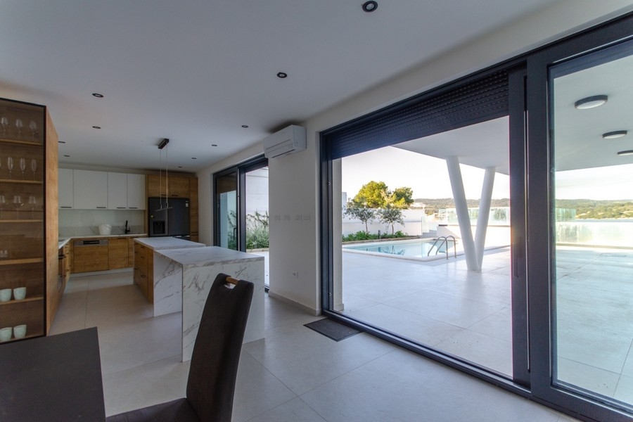 View from the interior of the terrace by the sea.