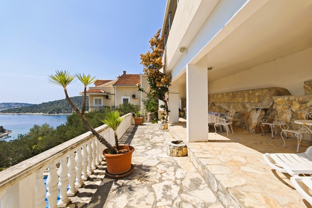Terrace with sea views and seating