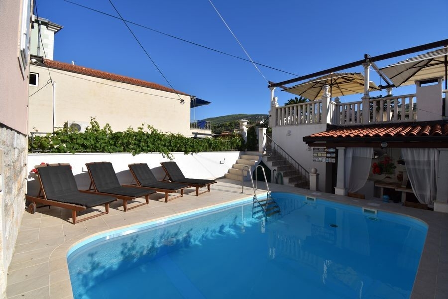 Pool with sun terrace and loungers
