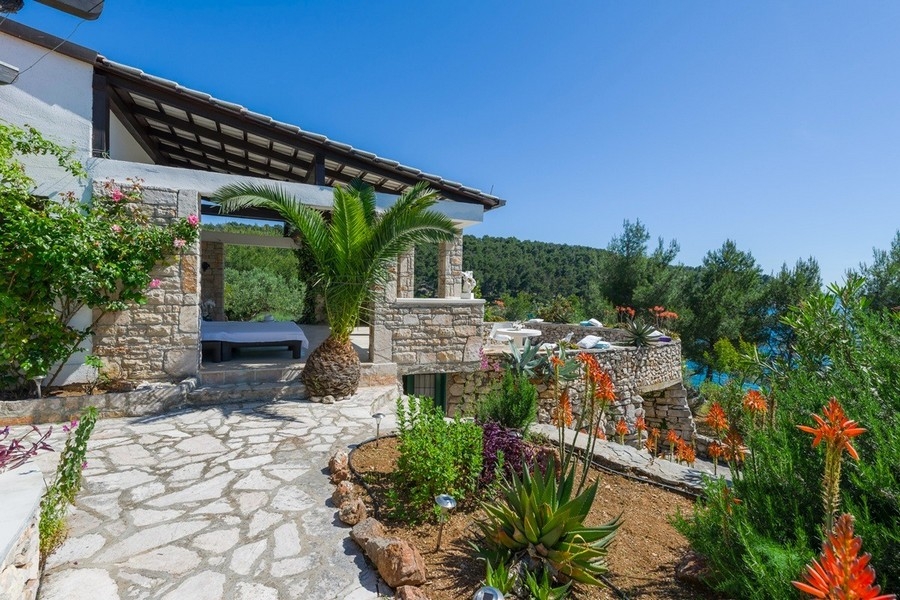 Mediterranean stone house with garden and sea views