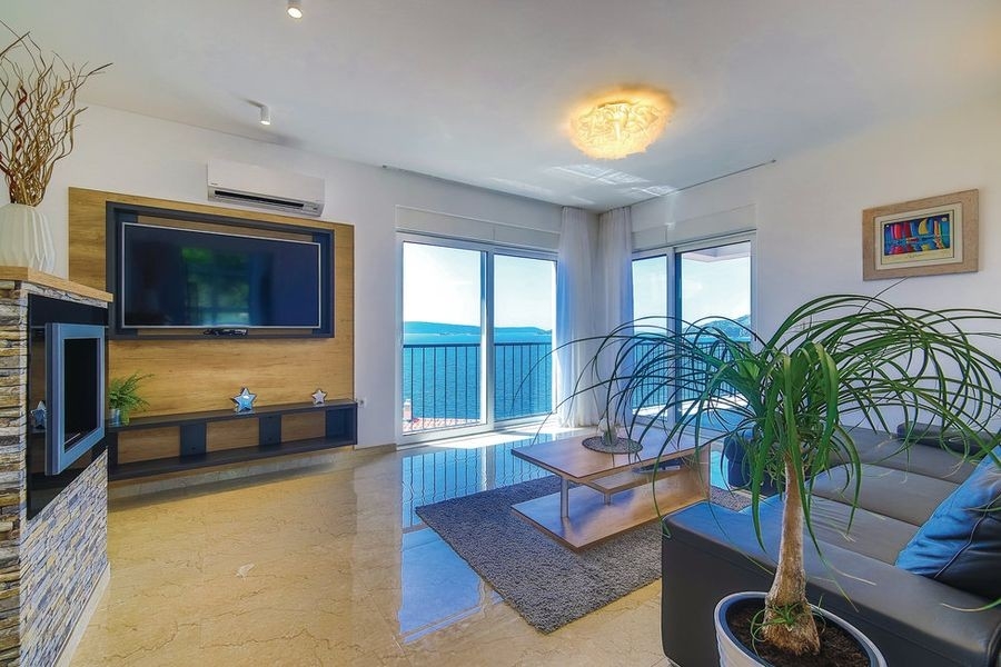 Living room with panoramic sea views