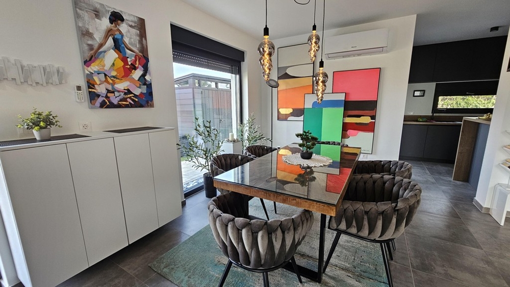 Modern living area with kitchen