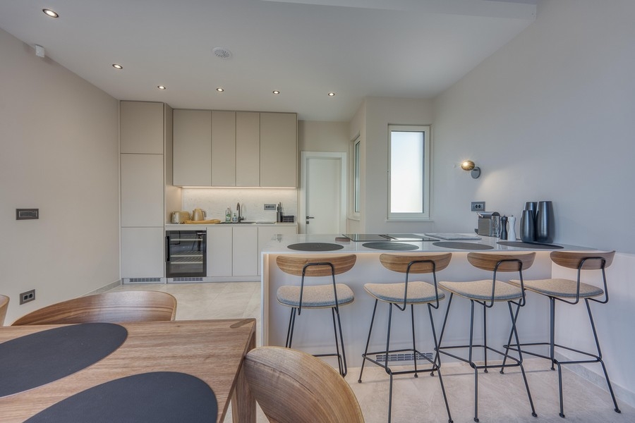 Bright kitchen with cooking island and modern equipment