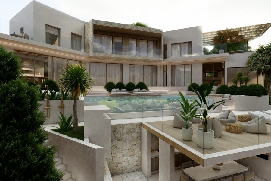 Modern villa with swimming pool and sun terrace by the sea