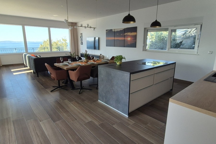 Modern kitchen with cooking island and open living concept