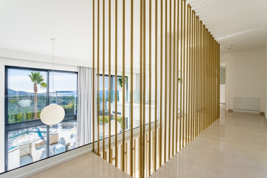 Gallery floor with sea and pool views