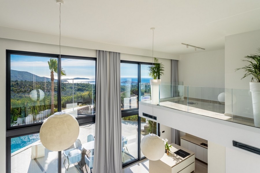Open living area with large windows