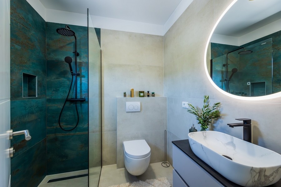 Modern bathroom with shower