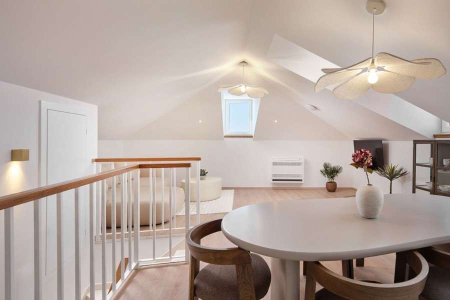Open living area in the attic