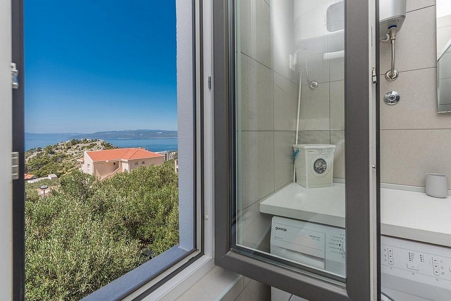 Bathroom window overlooking the sea