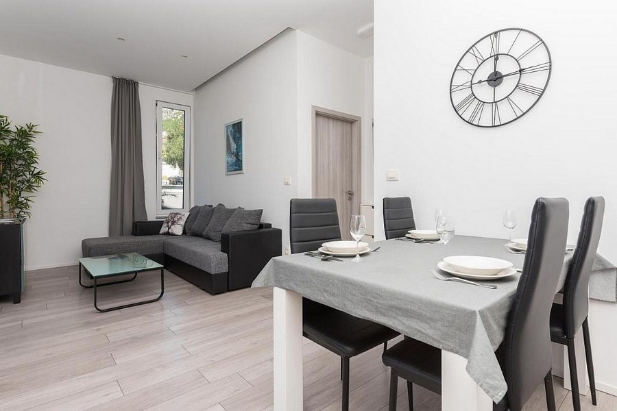 Living and dining area with modern furnishings