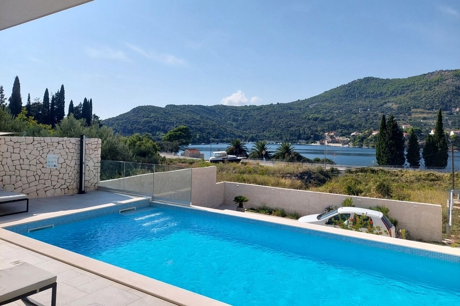Pool area overlooking the bay