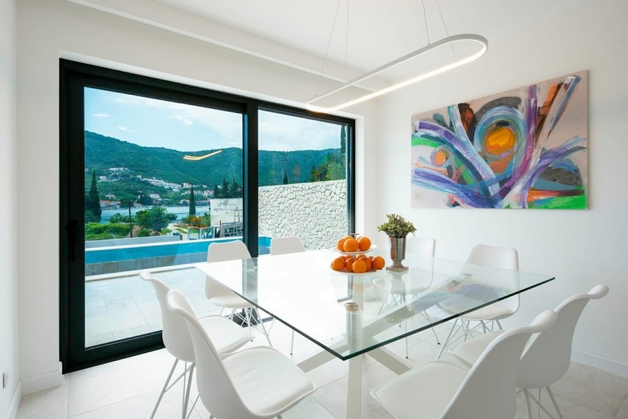 Dining area with panoramic sea views