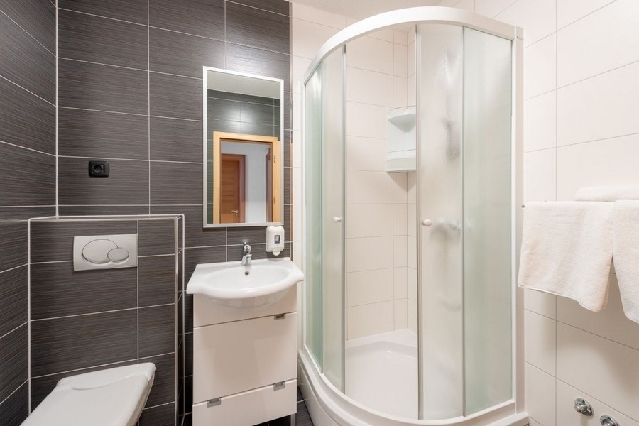 Modern bathroom with shower cubicle