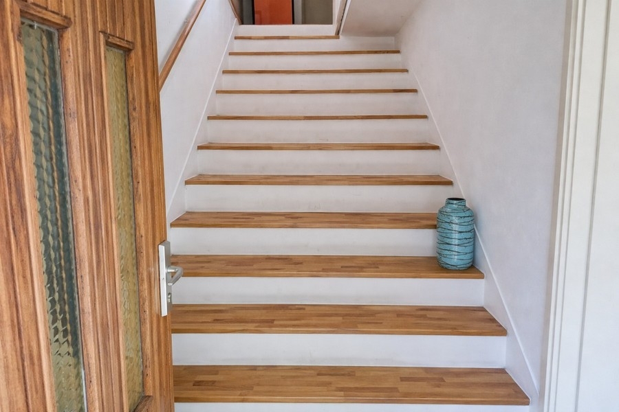 Wooden stairs inside the house
