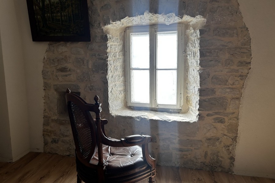 Room with stone window