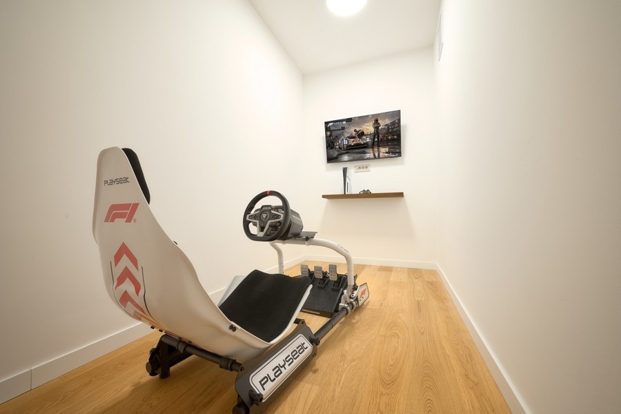 Playroom with racing simulator