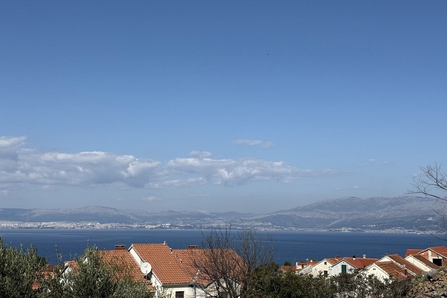Open sea views of the sea and the city of Split