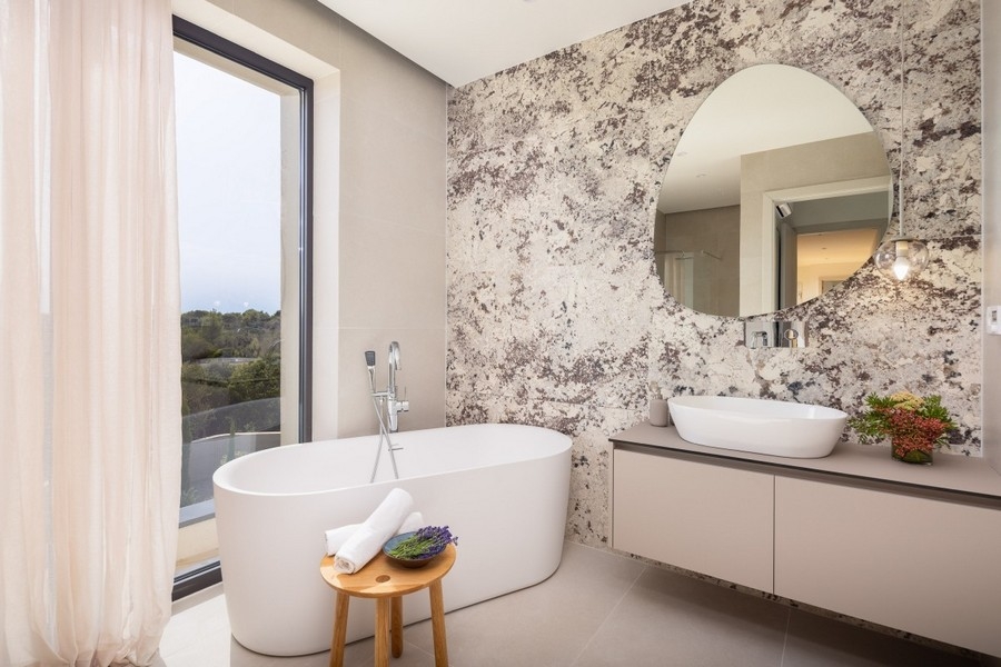 Master bedroom with bathtub