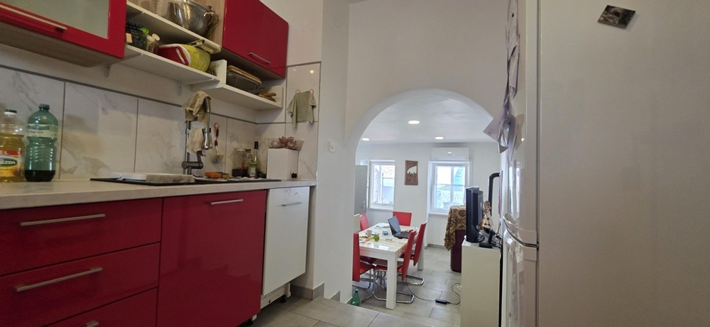 Kitchen with adjacent seating area
