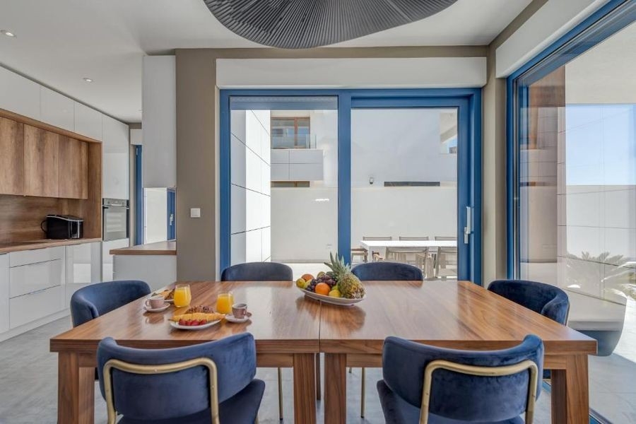 Dining area of ​​the villa with sea views