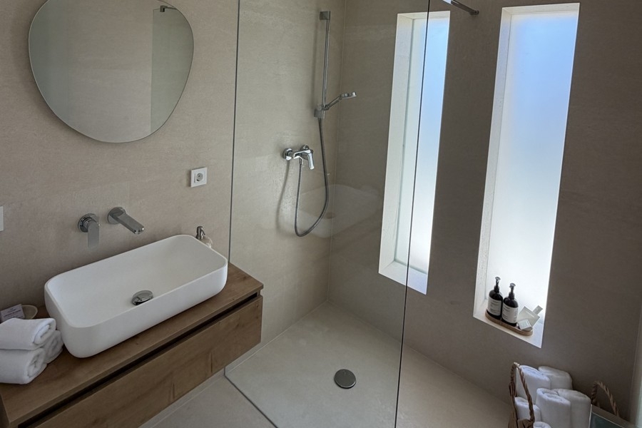 Bathroom with sink and shower