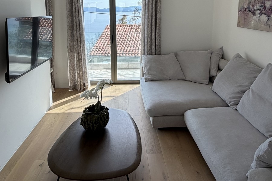 Living room with couch and wooden floor
