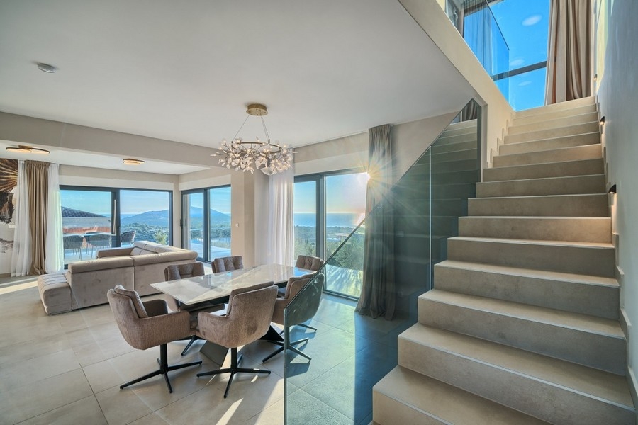Staircase with open living area