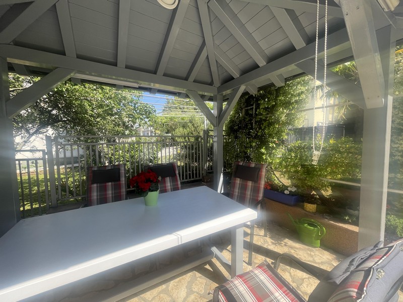 Covered seating area in the garden