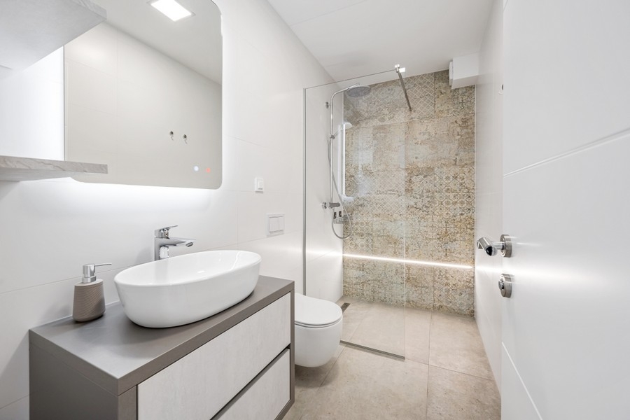 Modern bathroom with shower