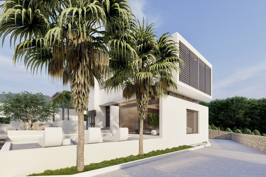 Exterior view of modern new-build villa in Croatia