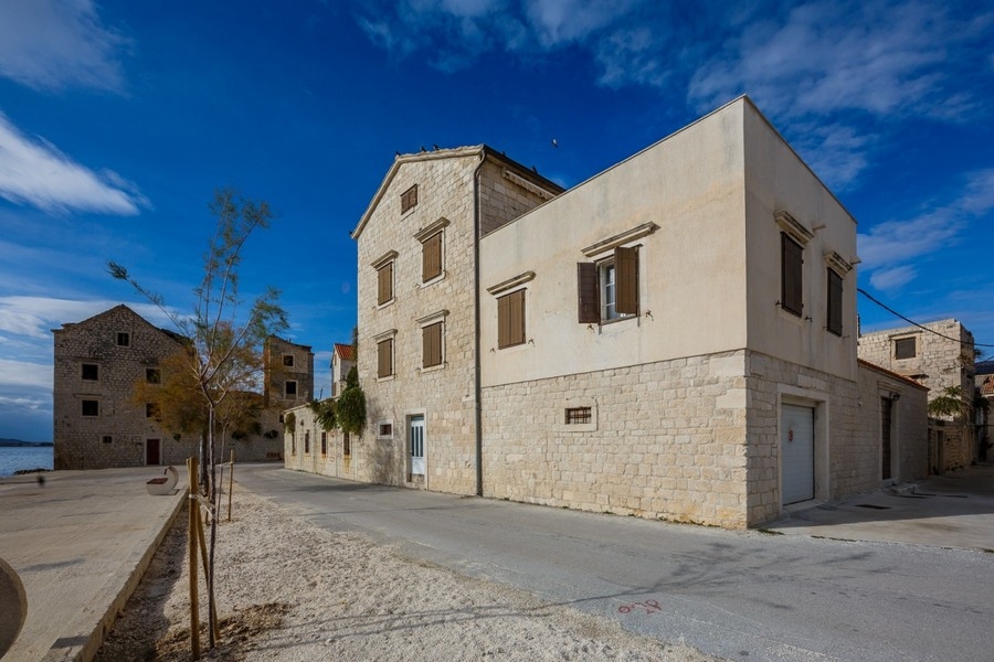 Exterior view of the historic stone house